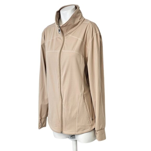 Buff Bunny Women's Cross Open Back Zip Up Jacket Sweater  Size XXXL Tan - Picture 3 of 9